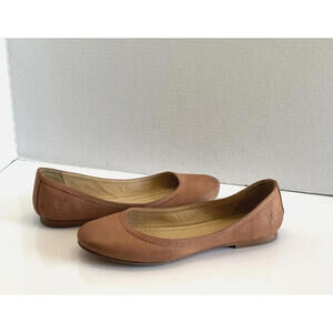 Frye Carson Womens 8.5 B Ballet Slip On Clay Brown Leather Flats Round Toe Shoes